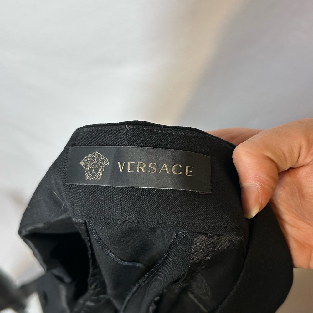 Authentic Versace Black Two-Piece Women’s Pantsuit Gold Wool - Picture 8 of 9